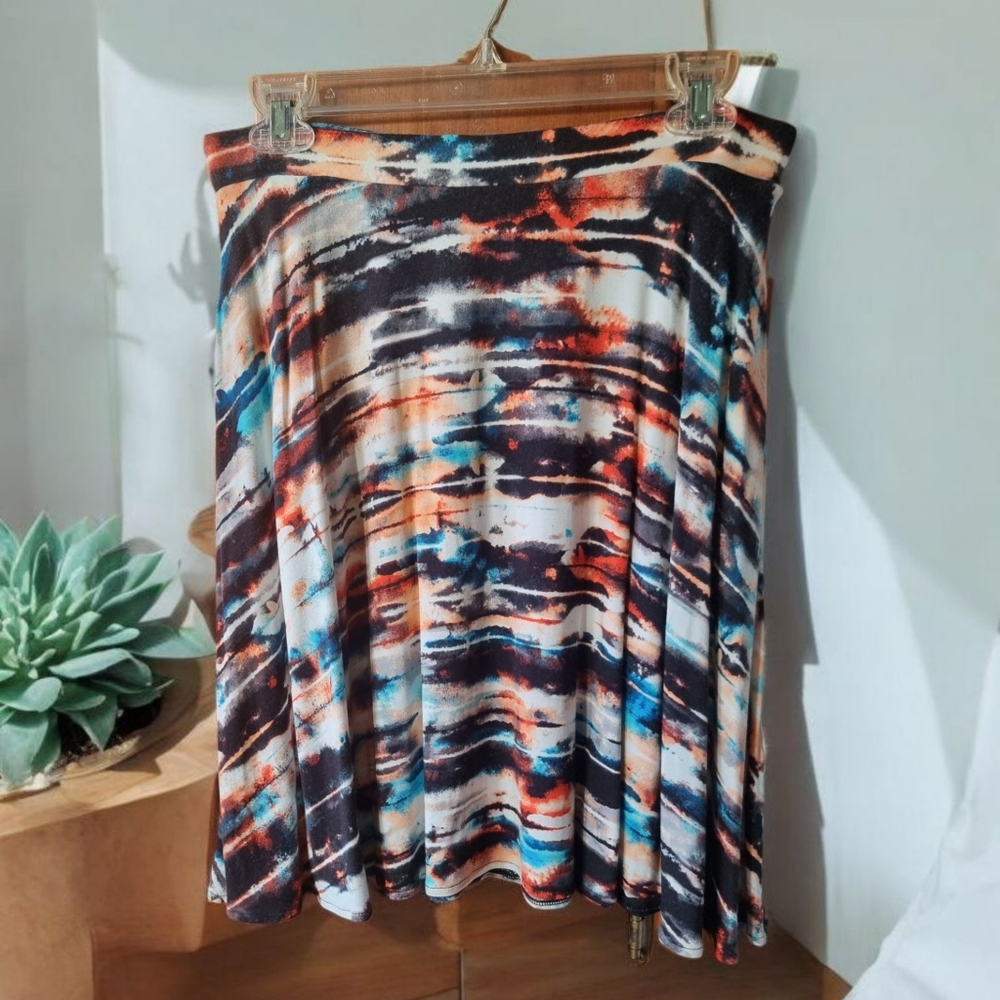 Cynthia Rowley Blue Orange Spiny Oyster Turquoise Tie Dye Skirt With Pockets